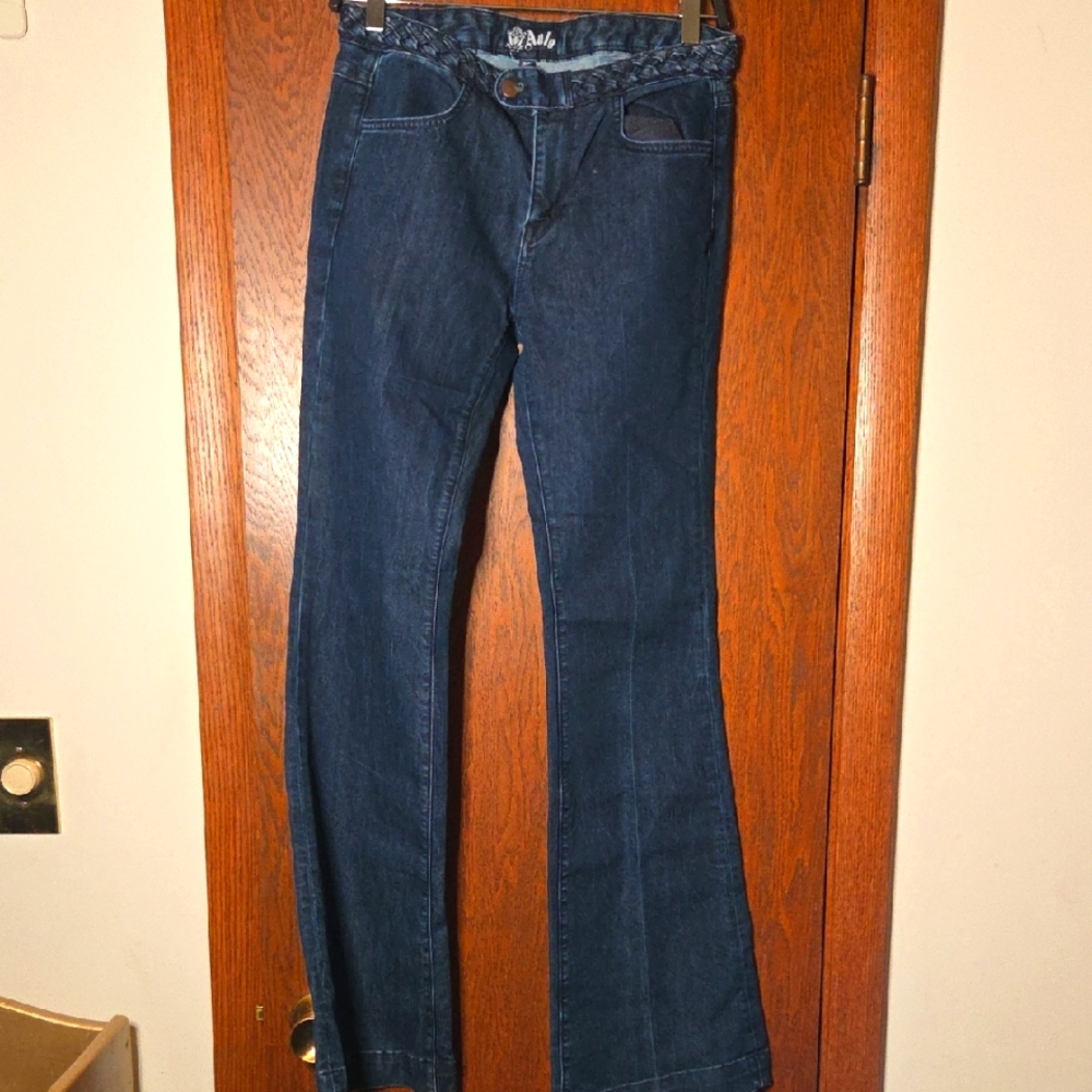 Anlo Cute 70s Vibe Women's Blue Flared Jeans